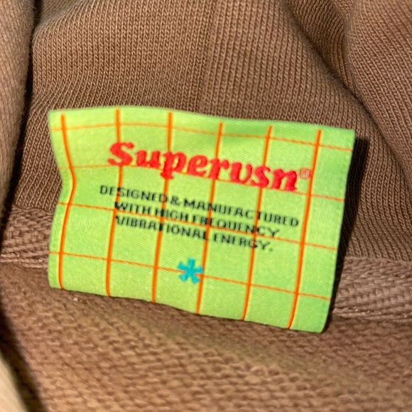 Supervsn‎ Heavyweight Chocolate Brown Hoodie with Graphic Print - Picture 4 of 6